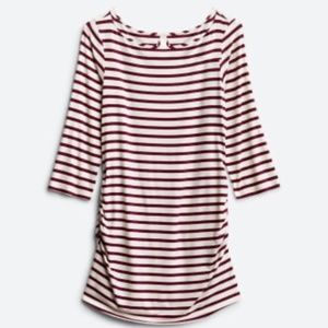 Loveappella Maternity Charlote Ruched Side Maternity Knit Top Burgundy-Small